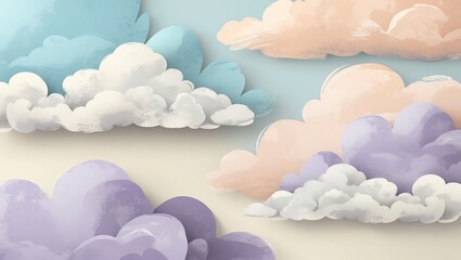 Poster - Pastel Clouds Illustration with Soft Colors for Background or Design