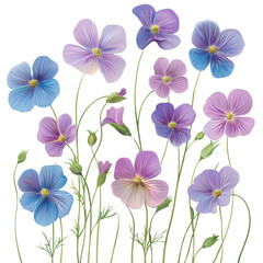 Poster - Beautiful floral arrangement featuring delicate blue and purple flowers with green stems and buds, creating vibrant and lively atmosphere