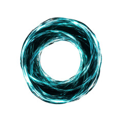 Poster - Abstract Turquoise Energy Ring, Glowing Circular Vortex, Futuristic Technology Design Element