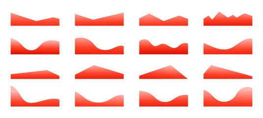Wall Mural - Set of red gradient border, divider shapes, footers vector illustration