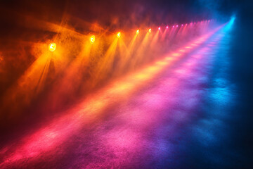 Poster - Vibrant light beams create an enchanting atmosphere with a blend of colors illuminating the space.