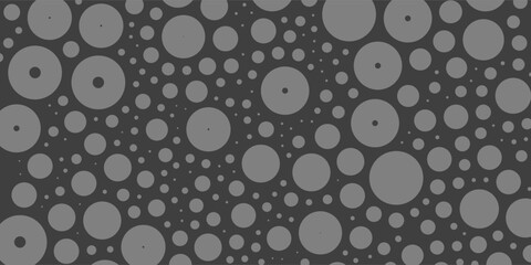 Poster - A monochromatic abstract pattern of overlapping circles with varying sizes and opacity, forming a textured and dynamic design on a dark background.