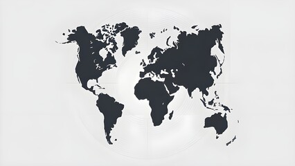 Wall Mural - Minimal world map illustration in black and white, modern and clean design