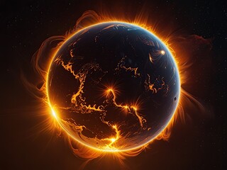 Wall Mural - burning earth in fire