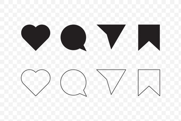 Fototapete - Icons like comment, share, save, like media button. 
 Social media interface icon. Social media icon.