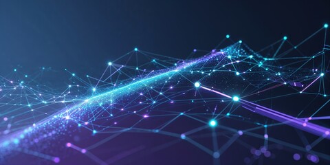 Aufkleber - Colorful network of interconnected nodes displaying vibrant digital connections in a futuristic setting