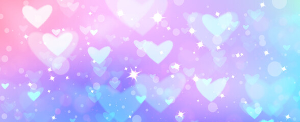 Wall Mural - glitter pastel holographic background - soft gradient from pink to blue and purple with white bokeh 