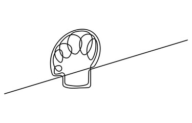 Fototapete - Chef Hat Web Banner with Continuous Line Icon