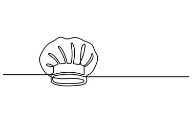 Fototapete - Chef Hat Web Banner with Continuous Line Icon