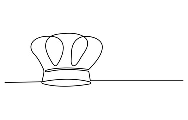 Fototapete - Chef Hat Web Banner with Continuous Line Icon