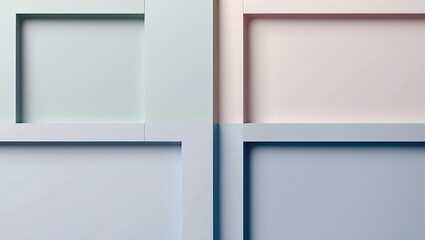 Fototapete - Abstract Geometric Wall Art with Pastel Colors and Modern Design