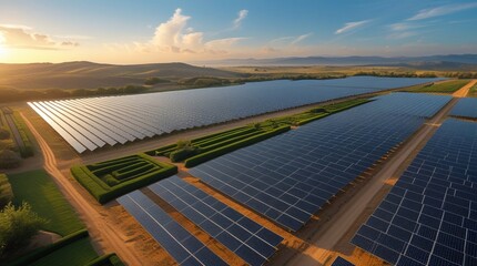 Large Solar Panel Array in a Picturesque Landscape