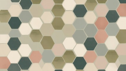 Poster - Geometric Hexagon Pattern with Neutral Tones and Subtle Texture