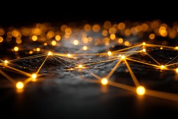 Aufkleber - Glowing network of lights illuminating a dark surface with intricate connections at night