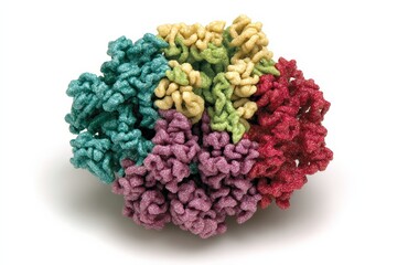 Poster - Detailed molecular model showcasing the intricate structure of a protein complex with various colors and shapes representing different components