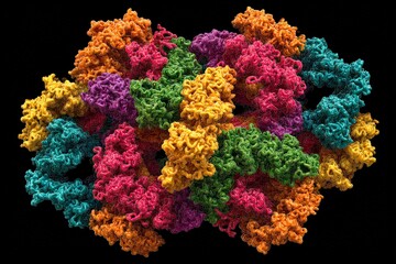 Aufkleber - Complex molecular structure showcasing vibrant colors and intricate design at a microscopic level
