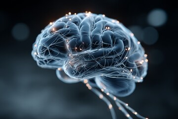 Fototapete - Intricate neural pathways illuminate brain's connectivity and functions in a digital representation