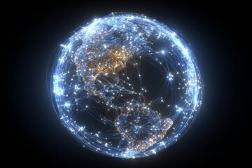 Aufkleber - Visual representation of a digital globe displaying interconnected networks of global data