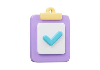 Poster - 3D Illustration of Clipboard with check mark isolated on white background, 3d render