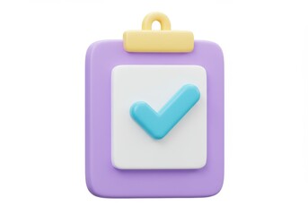 Poster - 3D Illustration of 3d render of clipboard with check mark isolated on white background