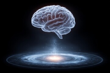 Aufkleber - Exploration of neural connections and consciousness through a glowing brain in a cosmic setting
