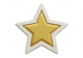 Fototapete - 3D Illustration of Golden star with white border isolated on white background