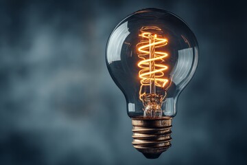 Aufkleber - Vintage light bulb illuminated with a glowing filament against a dark background showcasing modern aesthetic design