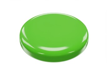 Poster - 3D Illustration of Glossy green button isolated on white background close up view