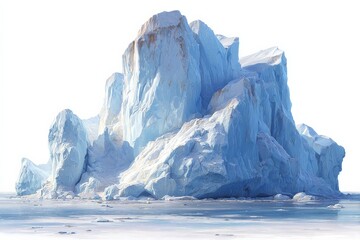 Aufkleber - Majestic ice formation rises from the calm waters under a clear sky in a remote polar region
