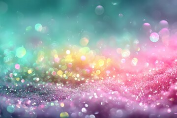 Poster - Vibrant shimmering bokeh background created by colorful light reflections in soft pastel shades