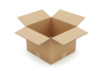Poster - 3D Illustration of Open cardboard box isolated on white background, ready for shipping