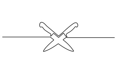 Fototapete - Butcher Knife Web Banner with Continuous Line Icon