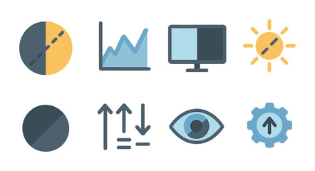 Poster - Data analysis flat icons set – charts, graphs, statistics and trend symbols