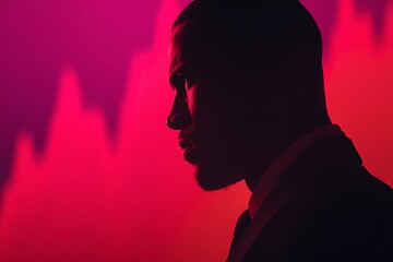 Aufkleber - Profile of a man against vibrant background with dynamic colors in a modern artistic setting