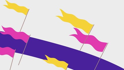 Aufkleber - Motion poster trend art collage video of happy businessman run flag progress