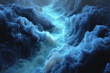 Aufkleber - Swirling blue waves create dynamic patterns in an underwater scene during the early morning hours