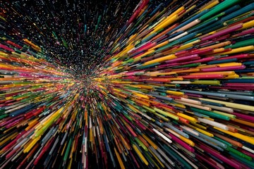 Leinwandbilder - Colorful burst of vibrant shapes creating an energetic motion in abstract space