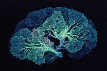 Aufkleber - Intricate design of a neural network resembling a brain on a dark background