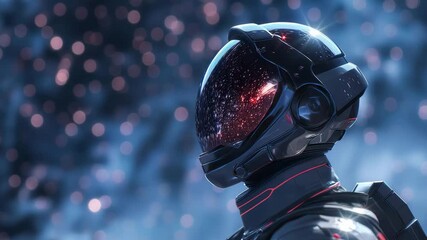 Poster - Astronaut exploring the cosmos with a starry helmet in high-resolution 4K environment