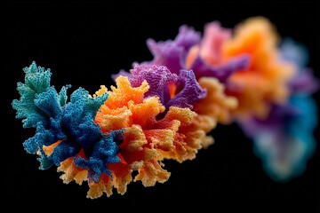 Poster - Colorful coral formation displays vibrant hues in underwater habitat, showcasing marine biodiversity in stunning detail