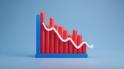 Poster - a red candle with a white arrow indicating market trends and financial movements in economic analysi
