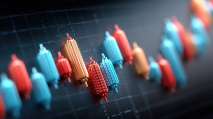 Poster - Colorful bar chart representing data visualization and comparative analysis in business performance metrics