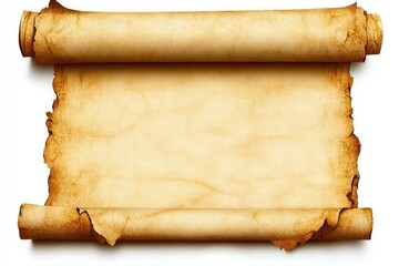 Aufkleber - Unrolled ancient parchment scroll, aged and worn, ready for text