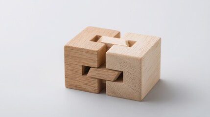 Poster - intricate wooden puzzle pieces representing complexities in economic models and blockchain applicati