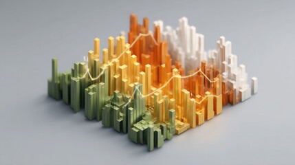 Poster - Cityscape featuring graphical representation of market data and financial dynamics for in-depth economic analysis insights