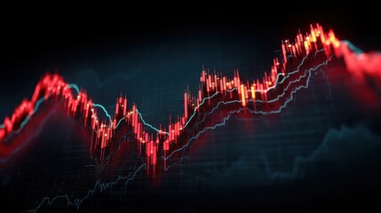 Poster - red and blue stock chart depicting pullback timing optimization tool in blockchain-integrated financ