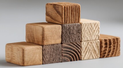 Poster - tower of wooden blocks symbolizing progress and educational tools in fibonacci training within block