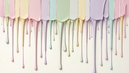 Poster - Pastel Paint Dripping Down Abstract Background with Gentle Color Palette