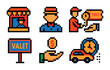 © Настя Шевчук - Ticketing and valet pixel art icons set – isometric, linear payment symbols
