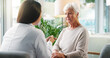 © peopleimages.com - Doctor, senior woman and sad with talk for diagnosis, info or bad news for health services in retirement. Elderly person, stress and medical consultation with worry, listen or results at nursing home